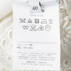 Pre Owned Valentino Cream Cotton Eyelet Embroidered High Waist Gathered Midi Skirt S