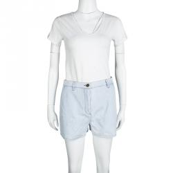 Pre Owned Valentino Blue Light Wash High Waist Denim Shorts S