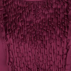 Pre Owned Valentino Burgundy Silk Satin Textured Yoke Detail Sleeveless Top M
