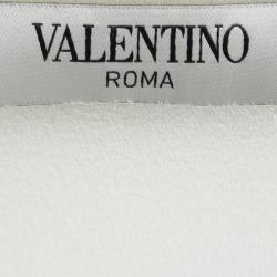 Valentino Pastel Yellow Silk Ruffle and Bow Detail Sleeveless Top M