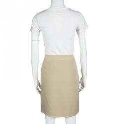 Pre Owned Valentino Beige Silk Draped Skirt M