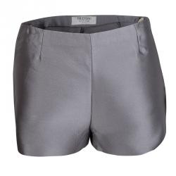 Valentino Grey Silk Blend High Waist Shorts S