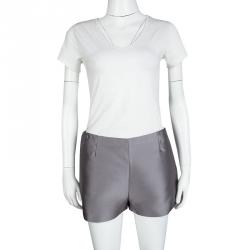 Valentino Grey Silk Blend High Waist Shorts S