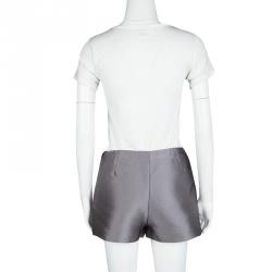 Valentino Grey Silk Blend High Waist Shorts S