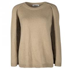 Pre Owned Valentino Brown Cape Style Cashmere Sweater L