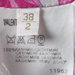 Pre Owned Valentino Pink Cashmere Floral Print Lined Long Coat S