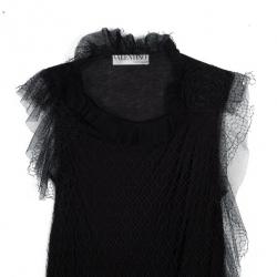 مملوكة مسبقًا Valentino Black Floral Embellished Top S