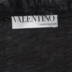 مملوكة مسبقًا Valentino Black Floral Embellished Top S