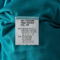 Pre Owned Valentino Blue Knit Cowl Neck Belted Dress L
