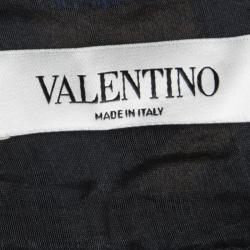 Pre Owned Valentino Black Pleated Organza Contrast Chenille Embroidered Maxi Skirt  M