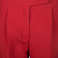 Pre Owned Valentino Red Wool and Silk Blend Tapered Trousers S