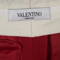 Pre Owned Valentino Red Wool and Silk Blend Tapered Trousers S