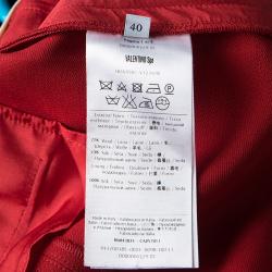 Pre Owned Valentino Red Wool and Silk Blend Tapered Trousers S