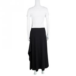 Pre Owned Valentino Black Wool Floral Applique Detail Asymmetric Midi Skirt M