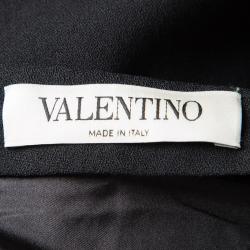 Pre Owned Valentino Black Wool Floral Applique Detail Asymmetric Midi Skirt M