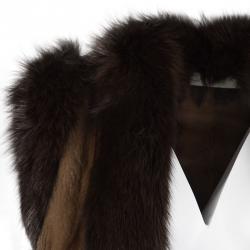 Pre Owned Valentino Brown Mustela Vison Front Open Vest M