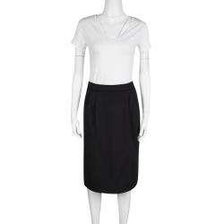 Pre Owned Valentino Black Wool Cashmere Pencil Skirt M