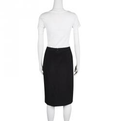 Pre Owned Valentino Black Wool Cashmere Pencil Skirt M