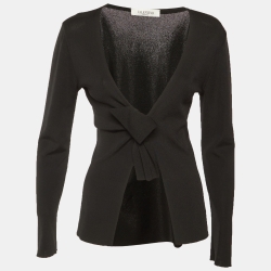 مملوكة مسبقًا Valentino Black Knit Bow Detail Cardigan L