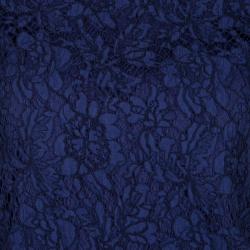 Pre Owned Valentino Navy Blue Wool Blend Lace Overlay Short Sleeve Top S