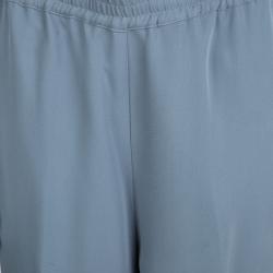 Pre Owned Valentino Grey Drawstring Waist Detail Silk Pants M