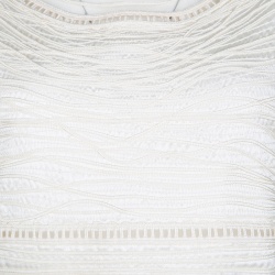 Pre Owned Valentino Boutique Vintage Cream Textured Silk Cutout Detail Sleeveless Crop Top XL