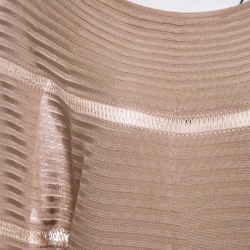 Pre Owned Valentino Beige Rib Knit Short Sleeve Kaftan Top XL