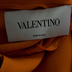 Pre Owned Valentino Mustard Yellow Scalloped Edge Kaftan Style Silk Tunic M