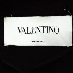 Pre Owned Valentino Black Knit Embellished Faux Fur Cuffed Belted Cropped Jacket M