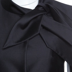 Pre Owned Valentino Black Silk Wool Neck Tie Detail Cropped Jacket S