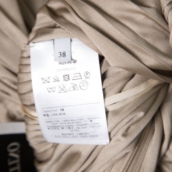 Pre Owned Valentino Beige Cutout Back Detail Pleated Silk Dress S