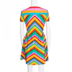 Pre Owned Valentino Multicolor Rainbow Chevron Striped Bambolina Dress S