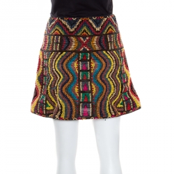 Pre Owned Valentino Multicolor Lurex Embroidered Beaded Mini Skirt S