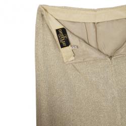 Pre Owned Valentino Linen Cream Skirt Suit L