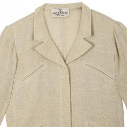 Pre Owned Valentino Linen Cream Skirt Suit L