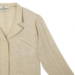 Pre Owned Valentino Linen Cream Skirt Suit L