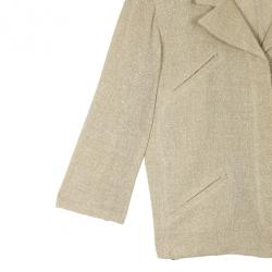 Pre Owned Valentino Linen Cream Skirt Suit L