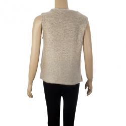 Pre Owned Valentino Beige Mohair Sleeveless Top L