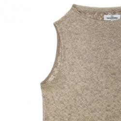 Pre Owned Valentino Beige Mohair Sleeveless Top L