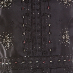 Pre Owned Valentino Black Silk Embellished Sleeveless Gown L