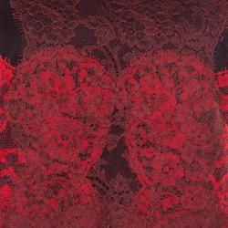 Pre Owned Valentino Red Gradient Lace Appliqued Tulle Top M