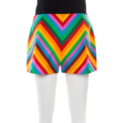 Valentino Multicolor Rainbow Chevron Striped Cotton Baladera Shorts S