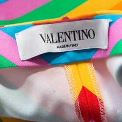 Valentino Multicolor Rainbow Chevron Striped Cotton Baladera Shorts S
