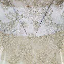 Pre Owned Valentino Mint Green Knit Floral Lace Overlay Boat Neck Top M