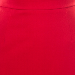 Pre Owned Valentino Technocouture Lipstick Red Fleece Wool Pencil Skirt S