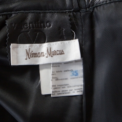 Pre Owned Valentino For Neiman Marcus Vintage Black Leather Midi Skirt M