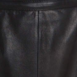 Pre Owned Valentino For Neiman Marcus Vintage Black Leather Midi Skirt M