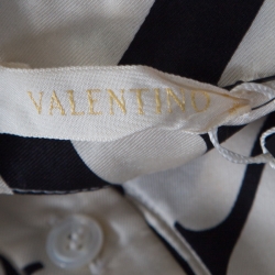 Pre Owned Valentino Cream Monogram Print Long Sleeve Button Front Silk Shirt XL