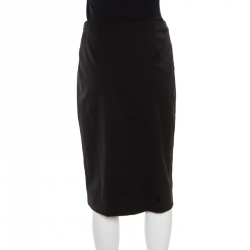 Pre Owned Valentino Black Wool Gabardine Pencil Skirt S