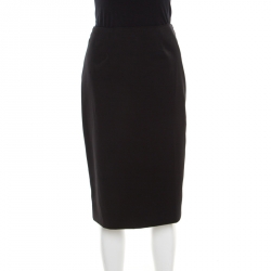 Pre Owned Valentino Black Wool Gabardine Pencil Skirt S